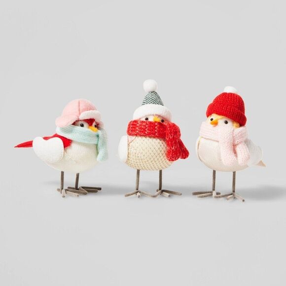 3pk Winter Birds Decorative Figurine Set Red/Pink - Target Wondershop 2021 - Picture 6 of 6